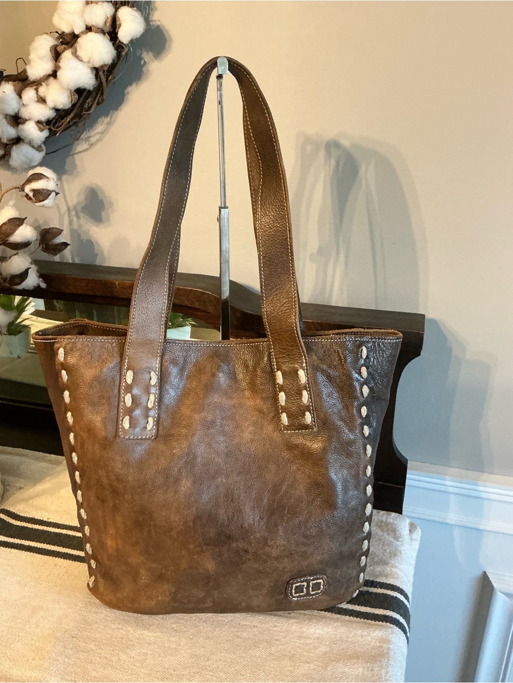Bed Stu Leather Stevie Tote Shoulder Bag Brown Teak Rustic Retail $275 - Picture 3 of 13